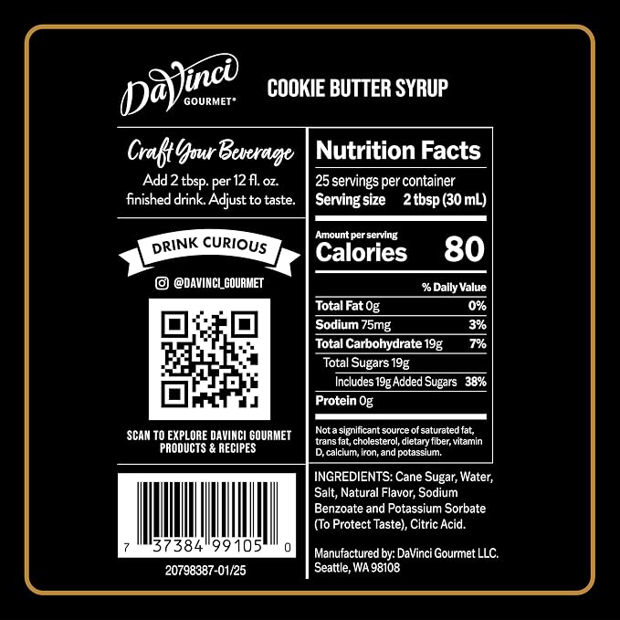 DaVinci Gourmet Cookie Butter Syrup, 25.4 Fluid Ounces (Pack of 4)