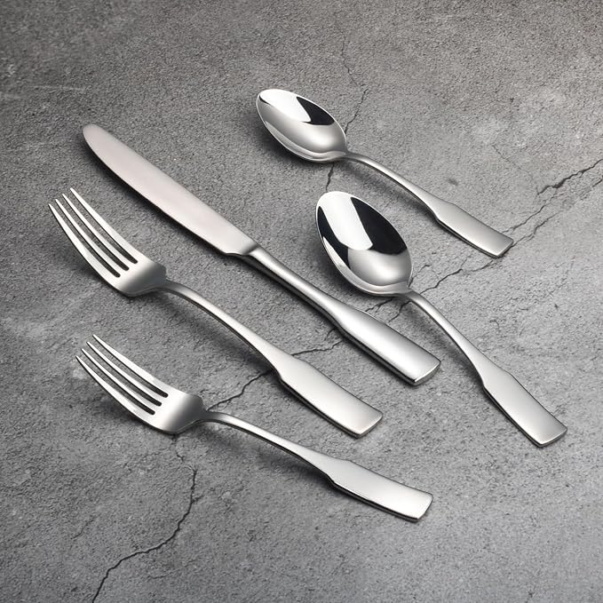 Alata Kate 40-Piece Silverware Set,Service for 8,Stainless Steel Flatware Set,Mirror Polished Cutlery Set,Dishwasher Safe