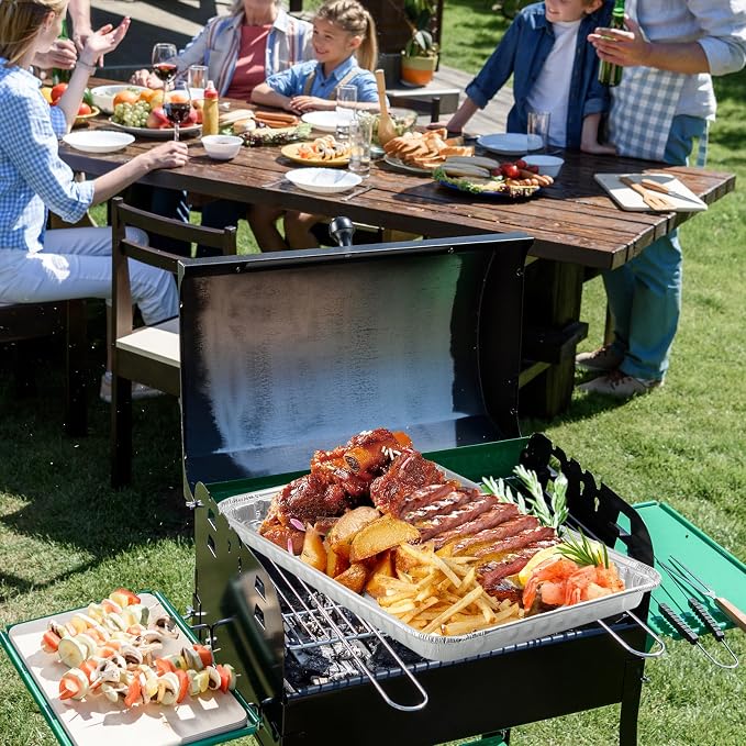 ABuff 20 Pack Disposable Aluminum Foil Grill Topper Pans with Holes, Perforated Grill Grate Liners Trays for Outdoor Grills, BBQ Grill Accessories for Outdoor Cooking and Camping, 16.2 x11.7 Inch