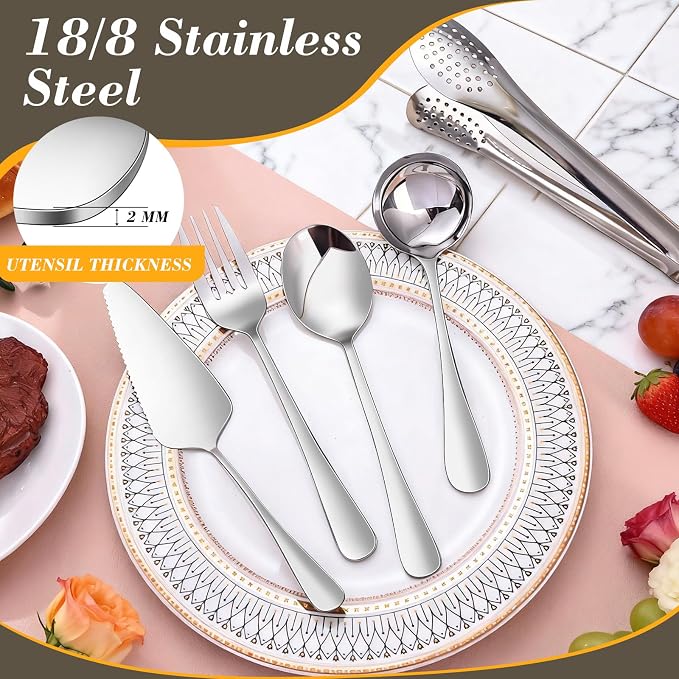 10PCS 18/8 Stainless Steel Serving Utensils Set
