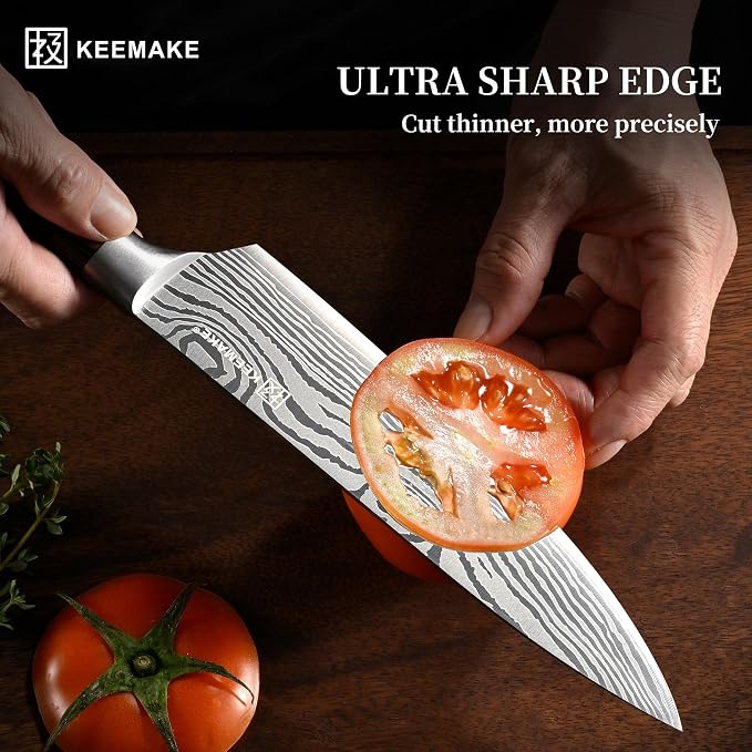 7 Pieces Kitchen Knife Set, Professional Ultra Sharp Chef Knife Set | Japanese High Carbon Stainless Steel with Pakkawood Handle, Kitchen Gadgets, Unique Gifts for Women Men