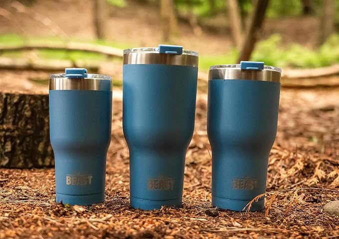 Beast 40 oz tumbler - Vacuum Insulated Tumbler with Straw - Leak Proof Stainless Steel Travel Mug - Double Wall Iced Coffee Cup - Reusable Water Bottle - Gifts for Mom, Women and Men (Stormy Sky Blue)