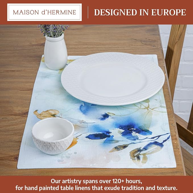 Maison d' Hermine Placemats Set of 4 Reusable 100% Cotton (13"x19") | Cloth Place Mats Washable Table Mats for Kitchen Dining Party Wedding Hotel Home Restaurant Spring Summer - Lazy Summer Days