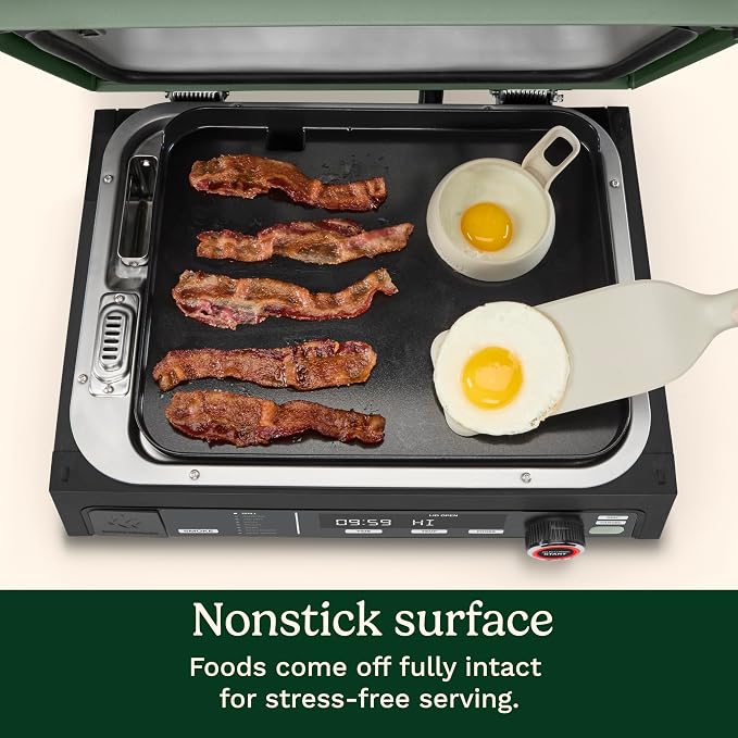 Cuisinart FlavorBoost™ Flat Top Griddle Plate, Ceramic Nonstick Cast Aluminum Griddle Insert for FlavorBoost® Outdoor Electric Grill, Even Heating Flat Top Grill Plate for Breakfast, Burgers, and More