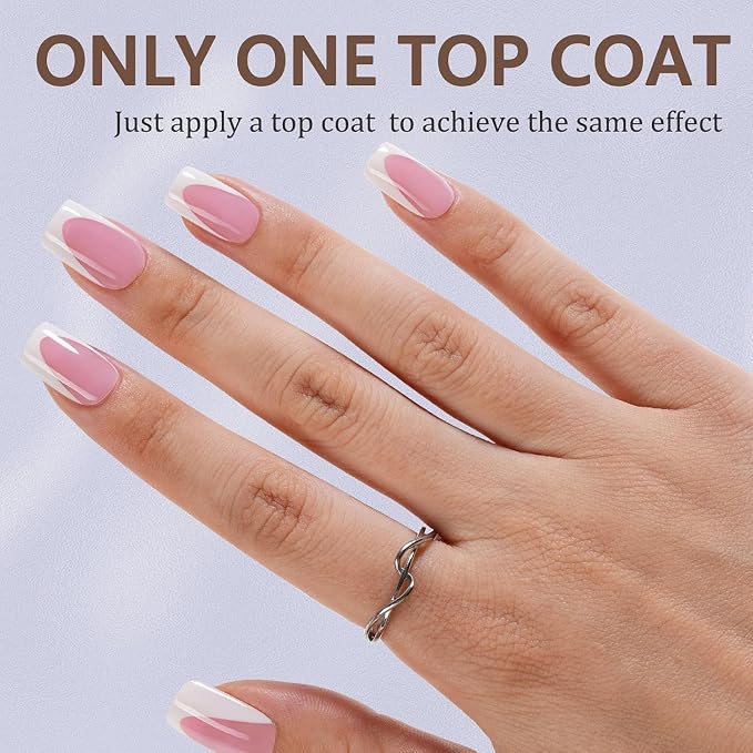 Misssix Deep French Tip Press on Nails, 150Pcs Short Square Berry Pink | French Tip Gel Fake Nails, No Need to File Tips Pre-lasting, Nail Tips for Nail Art DIY 15 Sizes