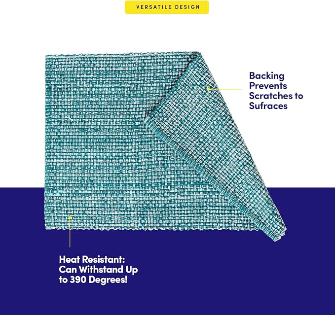 Sweet Home Collection 100% Cotton Placemats for Dining Room Rectangle Two Tone Woven Fabric 13" x 19" Soft Durable Table Mat Set, Set of 6, Turquoise