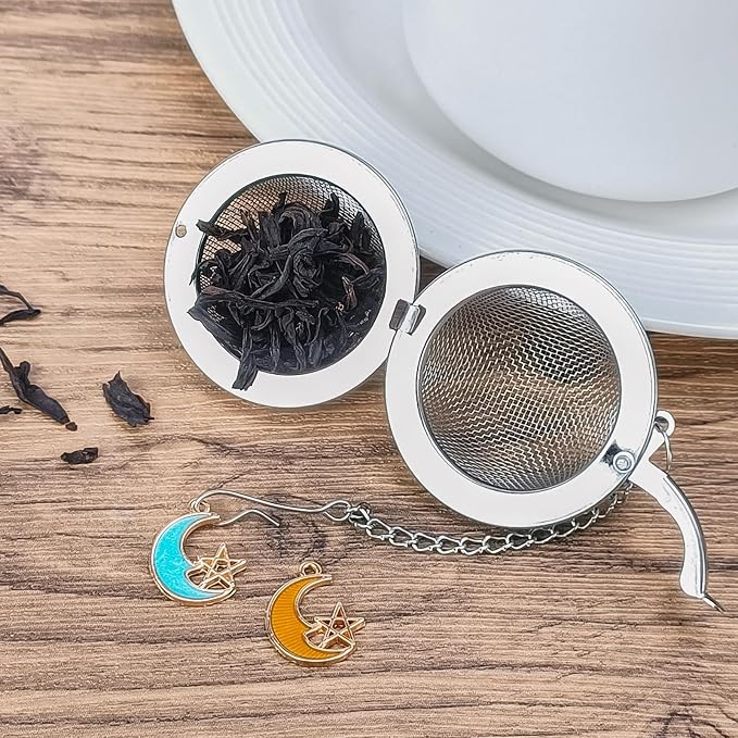 2Pcs Tea Infuser, 2.1 inch Tea Ball with Moon and Star Pendant,Tea Strainer | Stainless Steel,Tea Diffuser Tea Steeper for Filtering Tea,Tea Infusers for Loose Tea