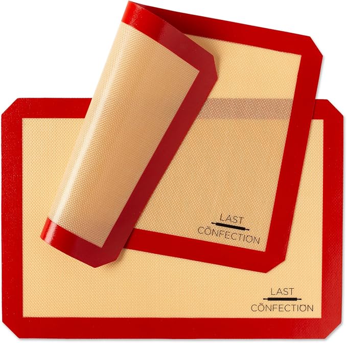Silicone Baking Mat - Set of 2 Non-Stick Half Sheet (11-5/8" x 16-1/2") Professional Food Safe Tray Pan Liners