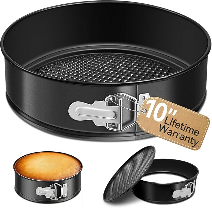 USLAl 10 Inch Springform Pan, Nonstick | Removable Bottom for Easy Release & Cleanup, Round Cheesecake Pan for Baking Cakes, Pies and Quiches