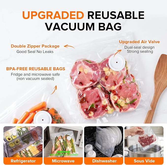 Handheld Vacuum Sealer for Food with Visible Liquid Tank | Compact Powerful Food Vacuum Sealer Machine with 10 Reusable Bags, Seal Meal Saver, Portable & Wireless, Black