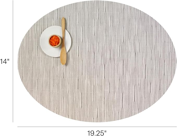 Chilewich Bamboo Placemats Set of 4, Woven Oval Placemats | Reusable, Stain-Resistant, Indoor/Outdoor Tabletop Protection, 19" x 14", Chalk