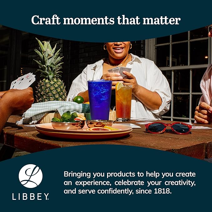 Libbey Cobalt Flare Drinking Glasses Set of 8, Classic Design Glass Cups for Soda, Water, Iced Tea and More, Dishwasher Safe Glass Cup Set for Beverages