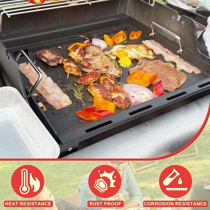 Full Size Spirit 200 Griddle Inserts for Weber GS4 Spirit II & I 200 Series | Fits Spirit 2 Burner E/S 210 220, S-215 Gas Grill Parts, Flat Top Griddle replaces Weber 7637 64815, PFOA-free carbon steel