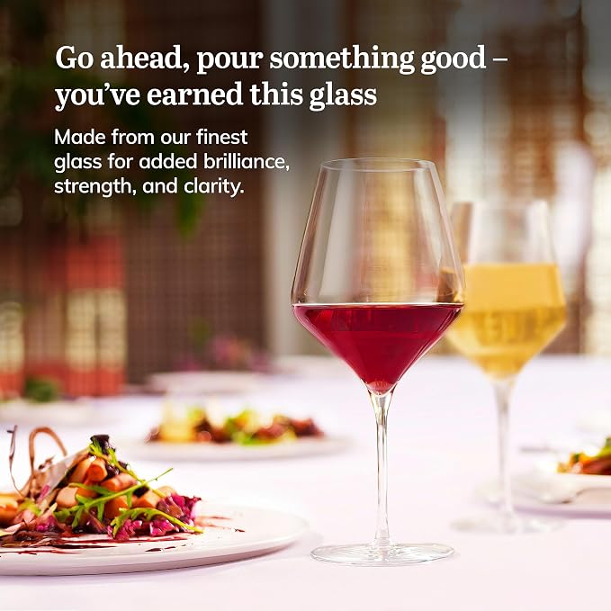Libbey Signature Greenwich Red Wine Glasses Set of 4, 24 Oz Wine Glass Gift Set with Pulled Stem, Stemware Glasses for Cocktails, and More