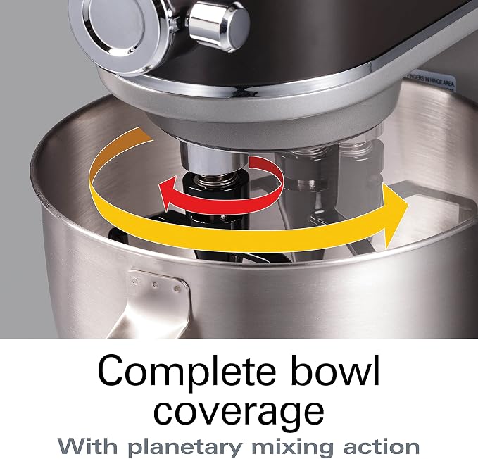 Hamilton Beach Professional All-Metal 5 Qt Stand Mixer With 12 Speeds | Stainless Steel Bowl | 450 Watts| Attachment Hub | Flat Beater, Dough Hook, Whisk | Tilt-Back Head | Stainless Steel | 63240