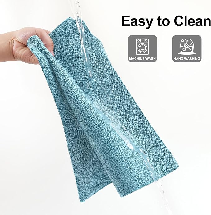 Homaxy Cloths Placemats for Dining Table Set of 4, 13" x 19", Aqua | Heat Resistant, Washable, Cotton Linen Blend Table Mats, Easy to Clean Place Mats, Indoor Outdoor