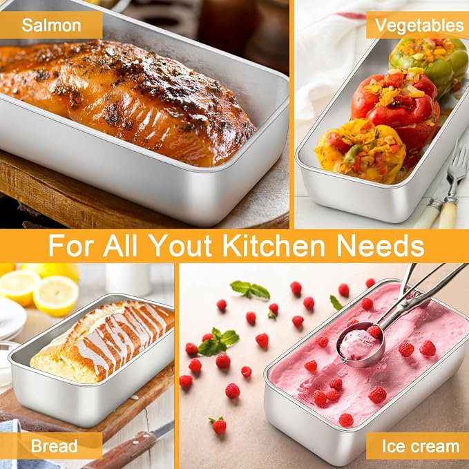 E-far Stainless Steel Loaf Pan Set of 10, 9 x 5 Inch | Non-Toxic Bread Pan Tins for Baking Homemade Banana Cake Meatloaf Brownies, Healthy & Easy Release, Dishwasher Safe