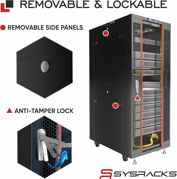 27U Home Server Rack Cabinet – 19" Floor Standing Network Rack, 32" Deep Homelab Rack with Locking Glass Door, Cooling Fans, PDU & Shelf for NAS, Router, Switch and AV Equipment