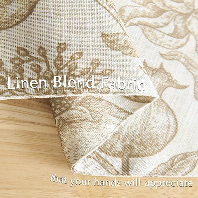 JINCHAN Linen Placemats Set of 4 Farmhouse Botanical Print 13x19 Inch Tan | Fabric Placemats, Cottage Style, Botanical Bird Motif, Machine Washable, Easy to Store, Reusable