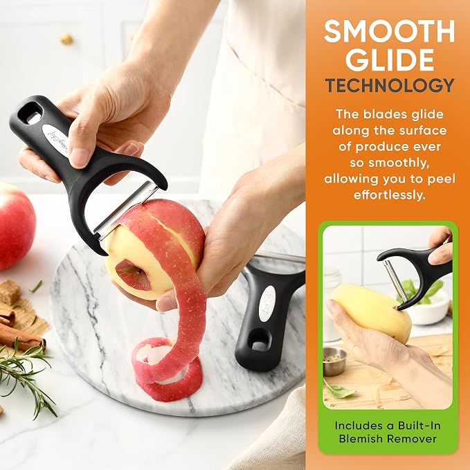 Spring Chef Set of 2 Stainless Steel Y Shaped Vegetable Peeler for Kitchen | Heavy Duty Potato Peeler with Ultra Sharp Blades & Soft Grip Handle for Apple, Carrot, Cucumber, Veggie, Fruit, Citrus