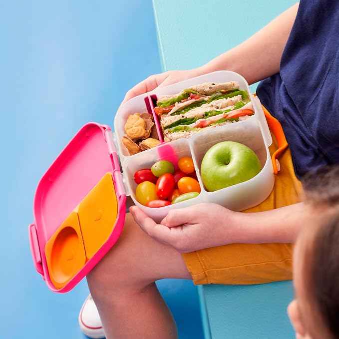 b.box Mini Lunch Box, Snack Containers for Kids, Lunch Box Kids, 4.25 Cup | Bento Box for Kids, Sanck Box, Lunch Containers, Leak Proof, Dishwasher Safe, BPA Free, PFAS Free, Ages 3+ — Strawberry Shake