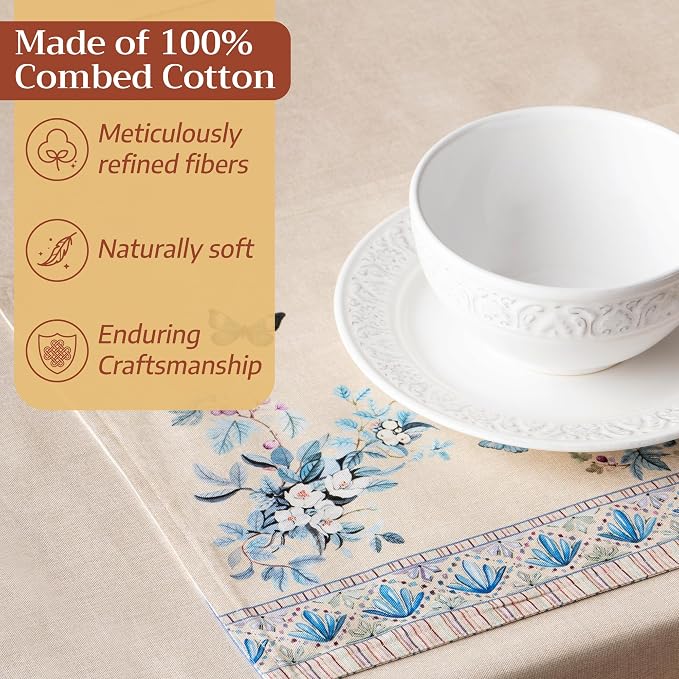 Maison d' Hermine Placemats Set of 4 Reusable 100% Combed Cotton (13"x19") | Cloth Place Mats Washable Table Mats for Kitchen Dining Hotel Home Restaurant Spring Summer - Peacock Utopia - Sandy Beach