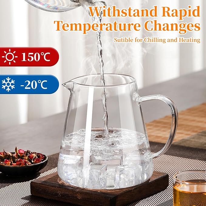 Glass Teapot with Stainless Steel Infuser, Borosilicate Tea Kettle, Clear Tea Maker for Loose Leaf Tea (550ML)