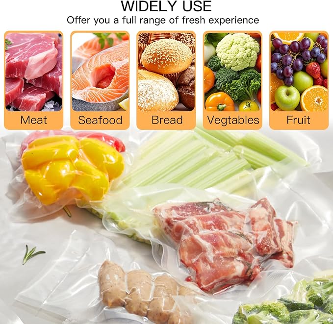 MEGAWISE Vacuum Sealer Bags Replacement for the MEGAWISE Vacuum Sealer Machine, 8 x 21.6-inch BPA-Free Food Storage Bags, for Sous Vide and Meal Prep