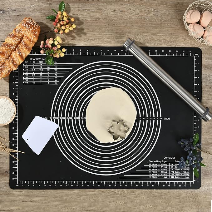 Super Kitchen Non-Slip Silicone Pastry Mat 28 ×20 for Non Stick Baking Mats | Countertop Placemats, Dough Rolling, Kneading/Fondant/Pie Crust Pad