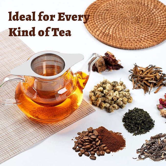 FrutPunch 2 Pack Loose Leaf Tea Infuser with Lid, Ultra-Fine Mesh | Tea Strainers for Loose Tea, Large Capacity, Double Handles, Can be Hung on Teapot, Cup, Gift for Tea Lovers, Stainless Steel