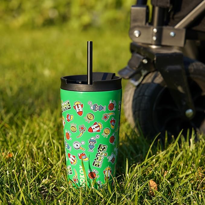 BJPKPK 18 oz Coffee Tumbler with Straw, Insulated Stainless Steel Cup | Double Wall Vacuum, Leak Proof, Keeps Hot/Cold, BPA Free, Cupholder Friendly, Travel, Game