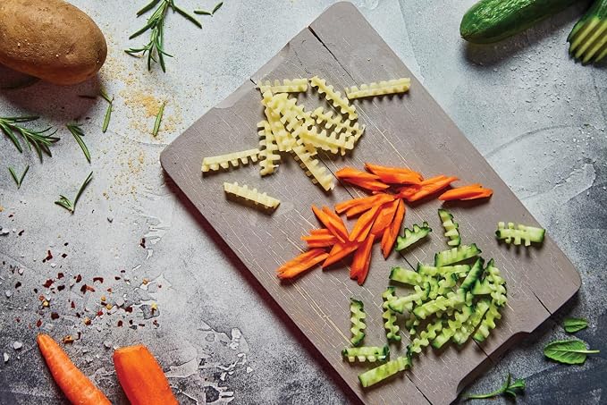 Börner Wave-Waffle PowerLine Crinkle Cut Vegetable Slicer (Orange) • Slicer for Wave & Waffle Cut • Wavy Vegetable Cutter • Slicer for Lattice Potatoes & Chips • Wavy Potato Slicer