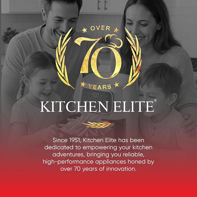 Kitchen Elite Countertop Digital Air Fryer with LED Screen, Peach, 5.5 Qt