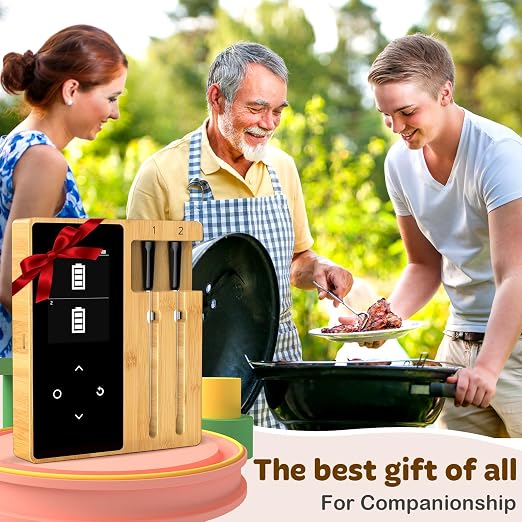 Smart Accurate Wireless Meat Thermometer - Real-Time Alerts | 2 Probes for BBQ Smoking Grilling Cooking with Long Range Bluetooth Dishwasher Clean for Indoor Outdoor Kitchen Use