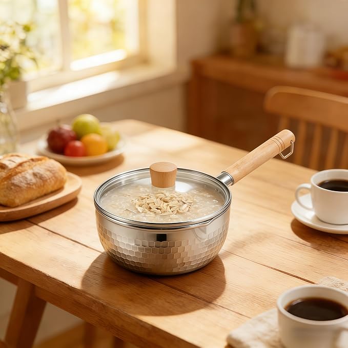 2 Quart Saucepan with Lid, Stainless Steel Sauce Pan Pot with Pour Spout