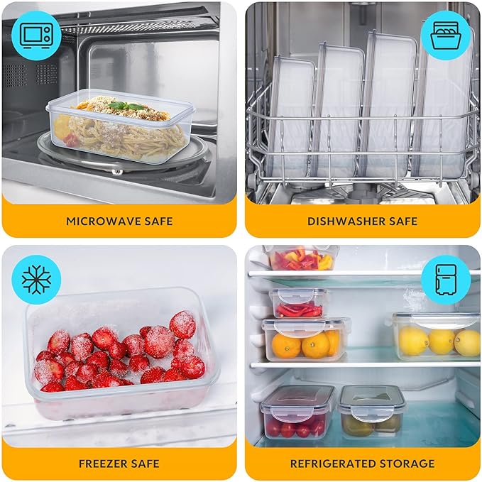 34 PCS Food Storage Containers with Lids Airtight(17 Lids &17 Containers) - Microwave/Dishwasher Safe 100% Leakproof Storage Containers for Meal Prep Kitchen Storage Organization with Labels & Pen