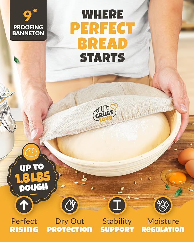 5 QT Enameled Bread Baking Pan with Lid for Artisan Sourdough Set | Dutch Oven for Sourdough Bread Baking, Enameled Bread Pan with Lid, Banneton, Bread Sling, Lame, Dough Whisk & Clear Guide