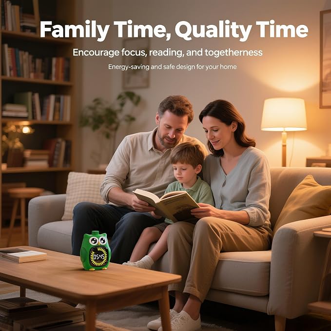 Doli Yearning Visual Timer for Kids, 99 Minute Countdown Timer Green | Owl Digital Timer for Home School Classroom Supplies Study, Silent Time Management Tool