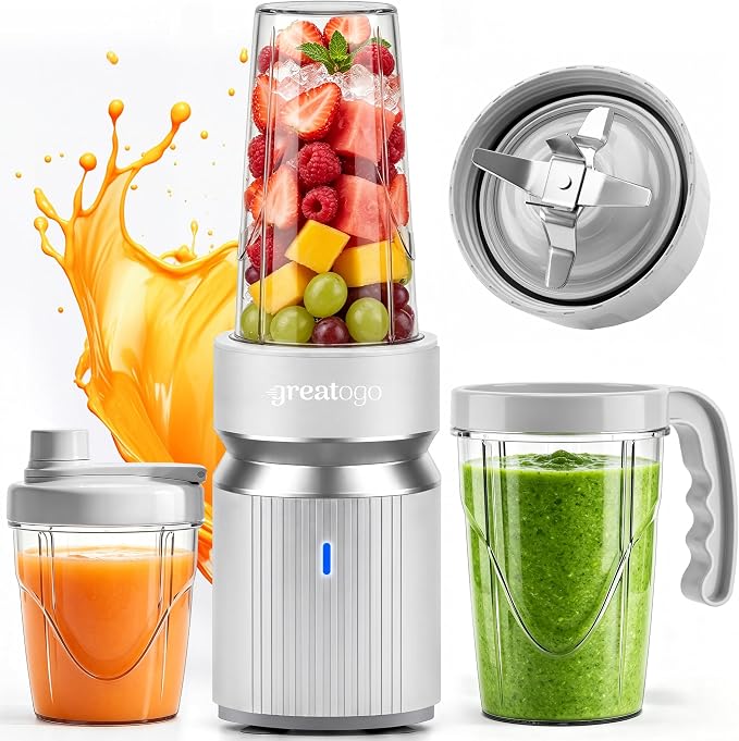 Smoothies Blender, 1000W High Power Household Kitchen Countertop Blender for Protein and Shakes, Personal Smoothie Maker Juice Mixers with 3 BPA-Free Cups (24/18/12oz)