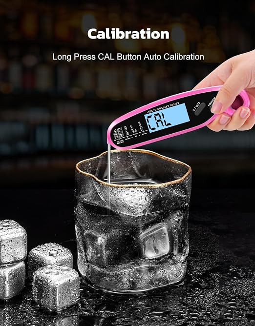 Instant Read Meat Thermometer Digital with Dual Probe | Large Backlit, Food Thermometer for Cooking, Grilling, Smoker, BBQ, Candy, Oil Fry, Pink Kitchen Accessories, Gift for Women
