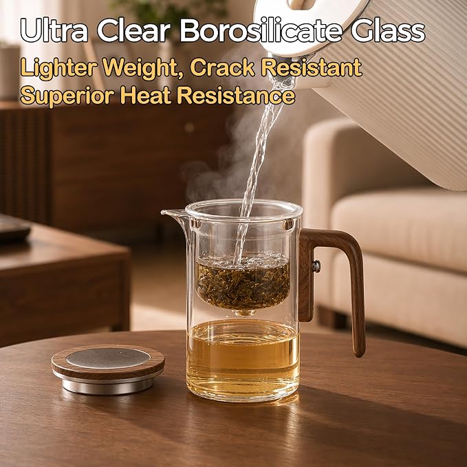 VANROS Magnetic Glass Tea Pot, Enchanted Teapot with Infuser, 20 oz | Magic Tea Maker for Loose Leaf Tea Steeper, Tea Diffusers for Tea lover Gifts