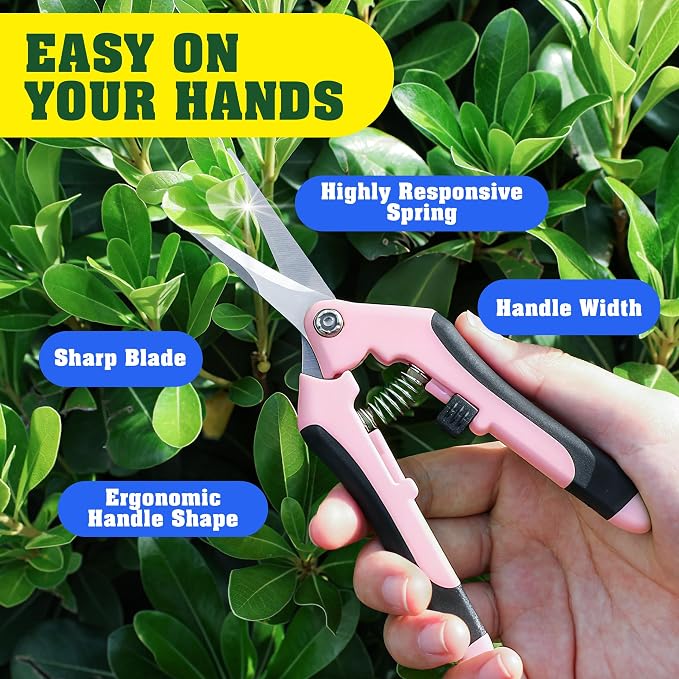 EWPJDK 4 Pack Garden Pruning Shears Scissors Clippers Stainless Steel | Gardening Shears, Gardening Shears, Pruning Snips for Gardening Tools, Securely Lock, Non-Slip, Ergonomically Designed