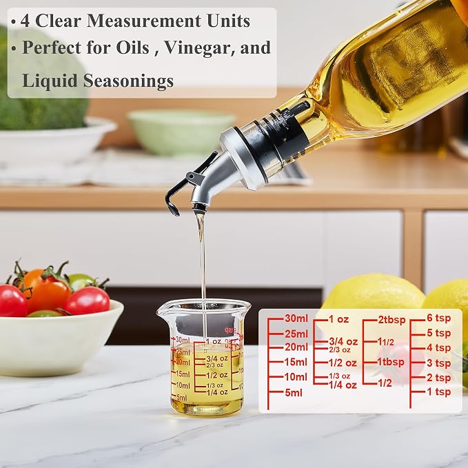 High Borosilicate Glass Measuring Cup with V-Shaped Spout, 30ml (1oz) | Pack of 2 – Precision Glass Measuring Cup for Kitchen & Bar