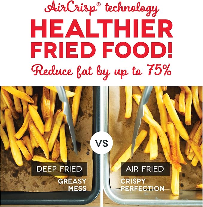Dash Deluxe Air Fryer - Adjustable Temperature Control & Auto Shut-Off Feature - AirCrisp® Technology - Spacious Nonstick Basket - 1700 Watt - 6 Quarts - White