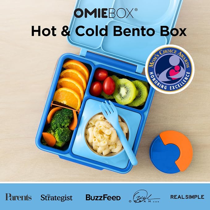Omie OmieBox Kids Insulated Leakproof Bento Lunch Box with Food Jar (Blue Sky)