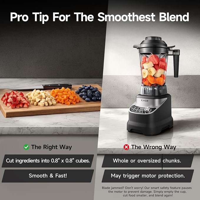 2400W Peak Countertop Blender for Kitchen, 64oz Pitcher & 24oz Travel Cup | AI Smart One-Touch & Stepless Speed, 4 Presets for Ice & Shakes, Self-Cleaning Blade, BPA-Free Touch Control