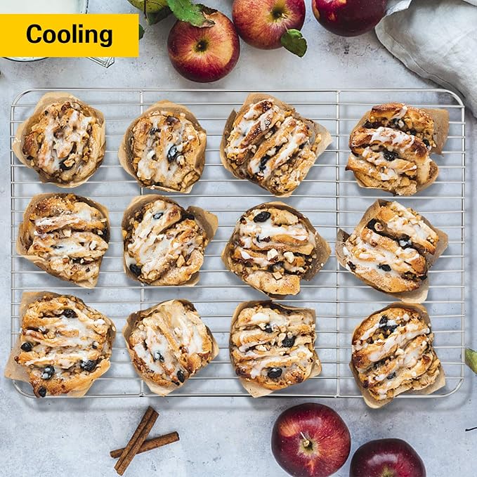E-far Baking Cooling Rack Set of 2, Stainless Steel Metal Roasting Cooking Racks, Size - 15.3''x11.25'', Non Toxic & Rust Free, Oven & Dishwasher Safe