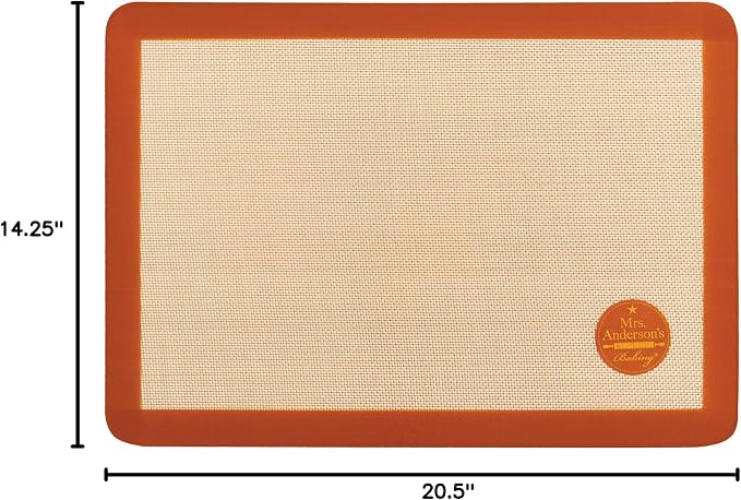 Mrs. Anderson's Baking Non-Stick Silicone Baking Mat - Reusable Oven Liner & Pastry Mat - For Breads, Cookies, Roasting & More - Baker’s Essentials - Heat-Resistant to 480°F - Big Baking Mat