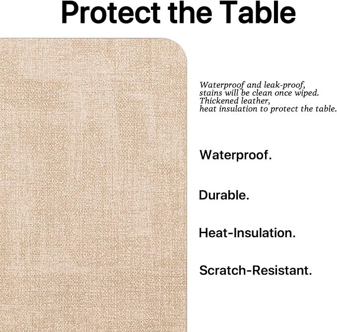 Baroyal Faux Leather Placemats Set of 8 Vinyl Washable Wipeable Table Mats for Kitchen Dining Table Heat Resistant Waterproof Modern Indoor/Outdoor Placemats Non-Slip Easy Clean Place Mats (Beige)