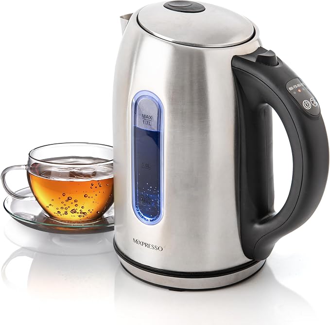 Moss & Stone Stainless Steel Electric Kettle Temperature Control, 1.7L | Large, portable hot water tea kettle, cordless fast boiling pot, boil-dry protection, auto shut-off, 2 hr keep warm